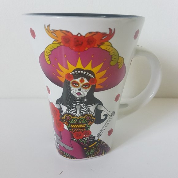 MEXICO Cancun Tall Mug Riviera Maya La Ktrini Coffee Tea Cup Souvenir - Picture 7 of 11